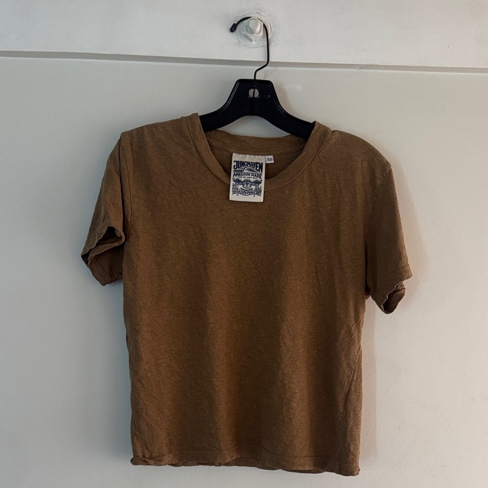 Jungmaven Women’s Cropped Brown Short Sleeve Tee